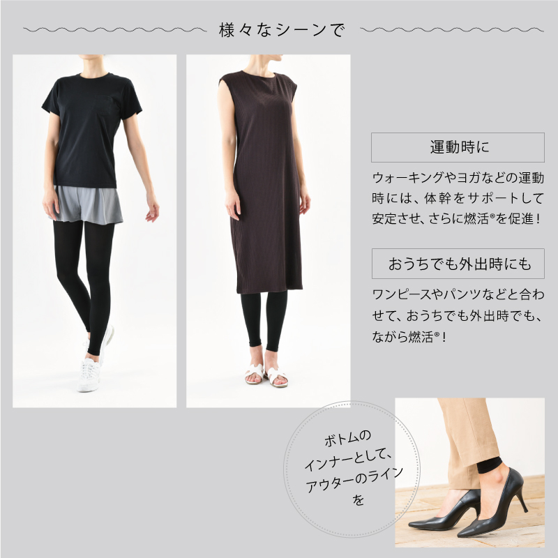 Be-fit 燃活サポート 美脚レギンス 光電子 M/MG/L/LL ブラック ー 株式